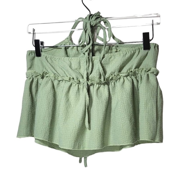 SHEIN Front Tie Crop Peplum Halter Top in Mint Green - Picture 9 of 12